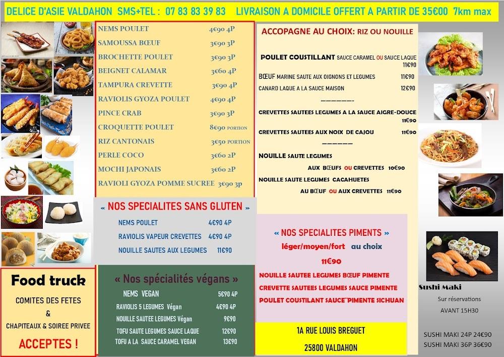 DELICE D'ASIE A EMPORTER et LIVRAISON A DOMICILE VALDAHON - Menu Image 1